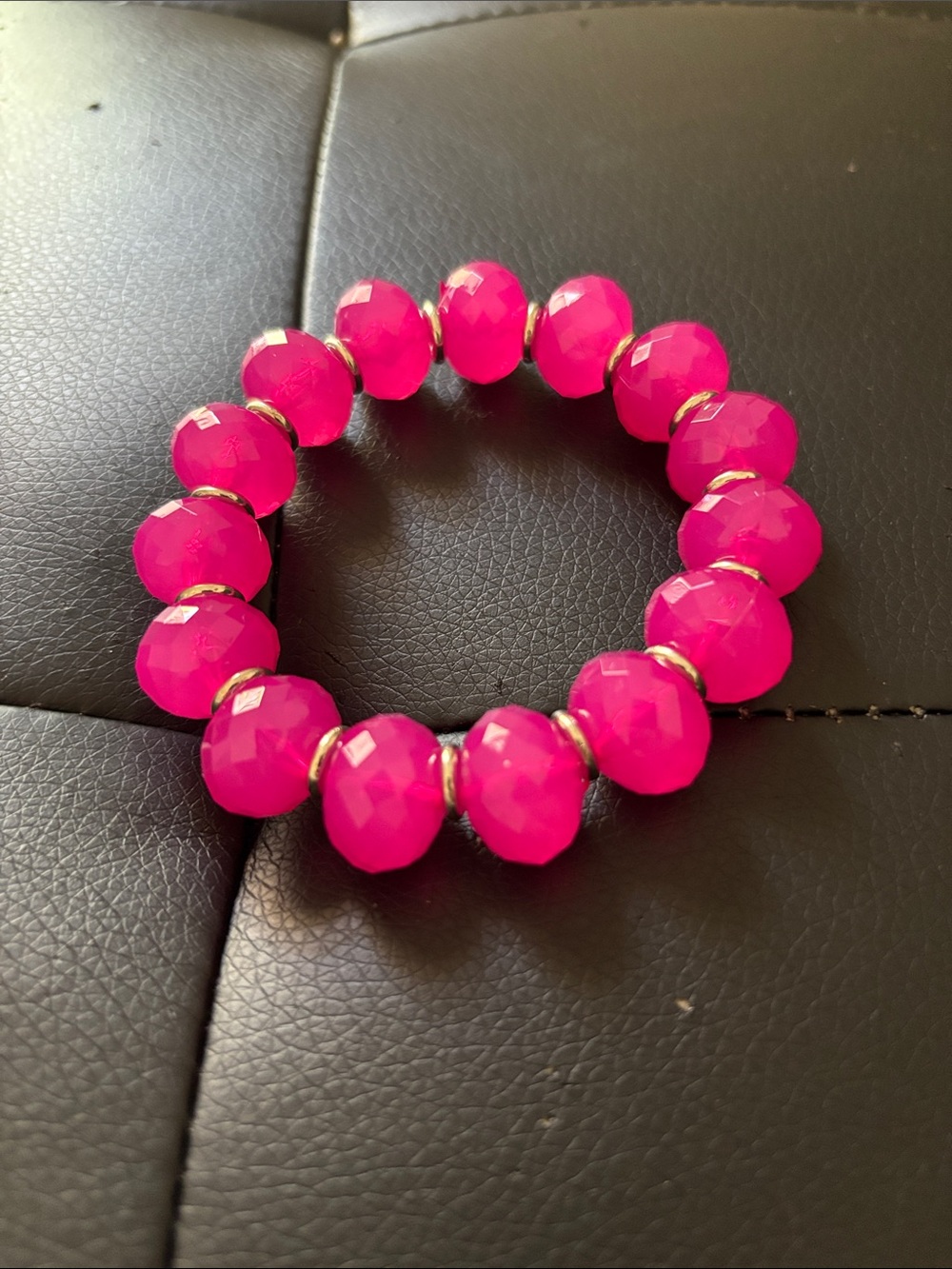 Hot Pink Faceted Bead Stretch Bracelet - Women's Jewelry